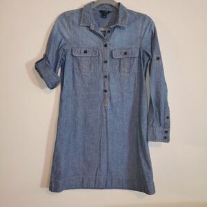 J. CREW CHAMBRAY DENIM DRESS 2 WAY SLEEVES SIZE XS